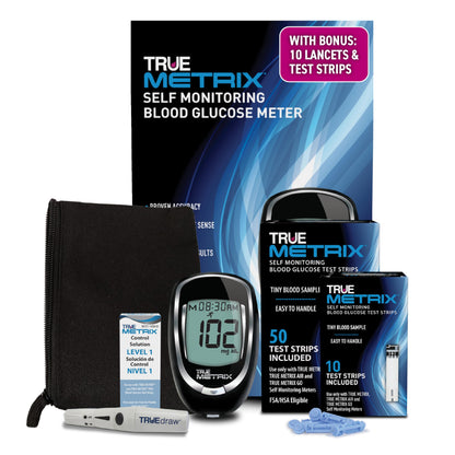TRUE METRIX GO Meter Value Kit, Blood Glucose Monitor and Testing Supplies | Includes Blood Glucose Meter, Case, 50 Test Strips, Lancing Device - Fast, Easy Testing Supplies for Home Use and Travel