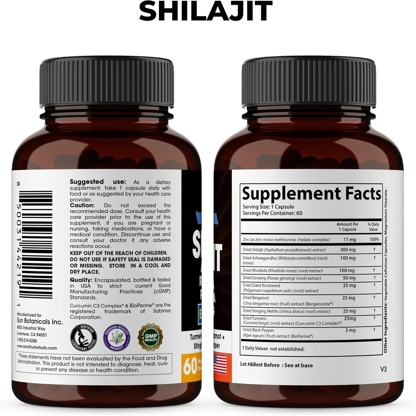 Sandhu Herbals Bundle - Sea Moss, Shilajit, Black Seed Oil, Ashwagandha, Ginger, Rhodiola Rosea, Panax Ginseng, Stinging Nettle