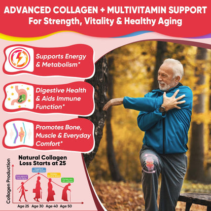 Collagen Peptide Gummies for Women & Men Sugar-Free, Multi Collagen Hydrolyzed w/ 1500mg Protein Type I,II,III,V,X, 5000mcg Biotin, Methylated B12, Vitamin C A E D3 B6 for Skin Hair Nails, Bone, 60Cts