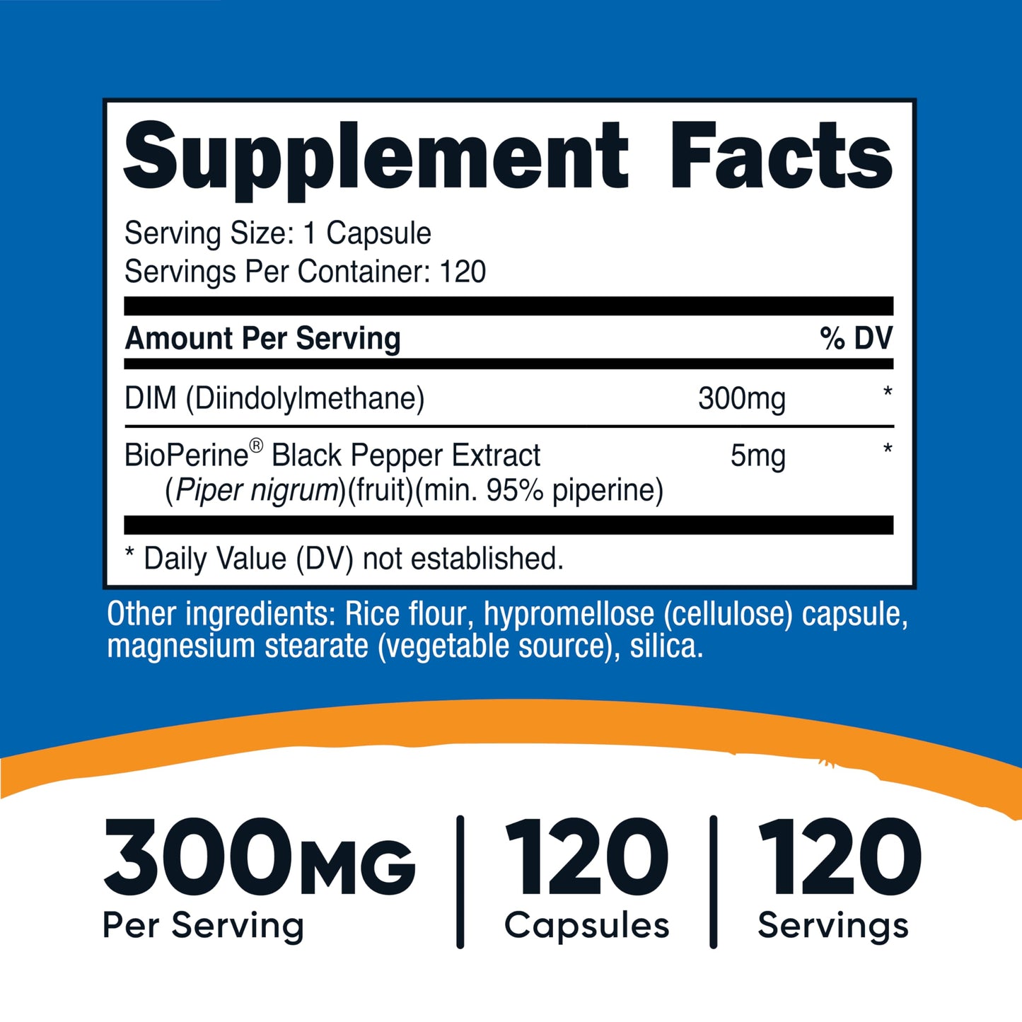 Nutricost DIM (Diindolylmethane) Plus BioPerine 300mg, 120 Vegetarian Capsules - Up to 4 Month Supply, Max Strength DIM Supplement
