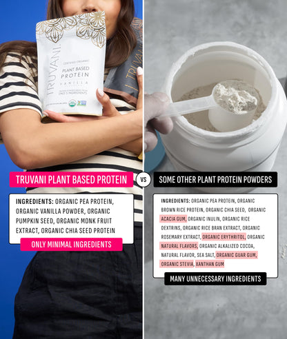 Truvani Organic Plant Based Protein Powder | Vanilla Chai | 10 Servings | Vegan | 20g Pea Protein | Keto | Gluten & Dairy Free | Low Carb | No Added Sugar