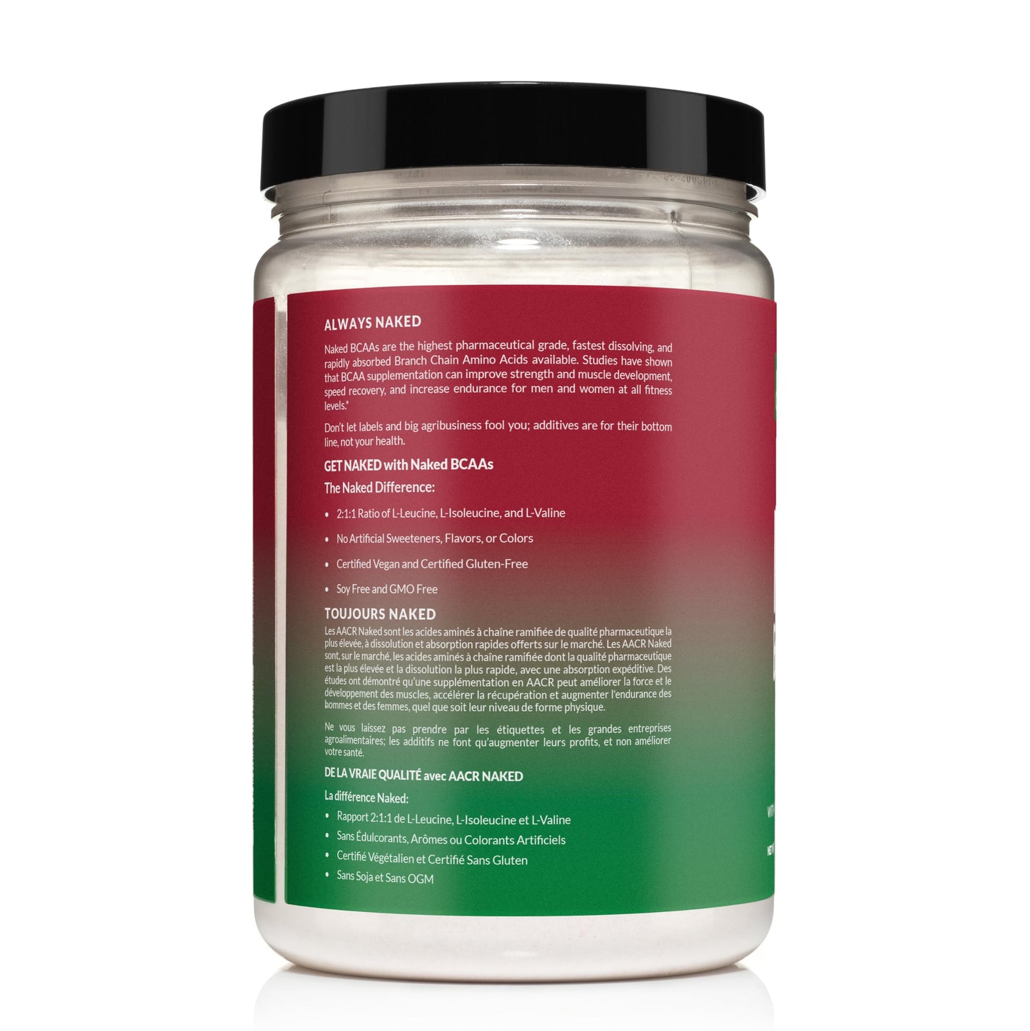 NAKED BCAAs Amino Acids Powder, Only 1 Ingredient, Pure 2:1:1 Formula, Vegan Unflavored Branched Chain Amino Acids, Instantized All Natural BCAA Supplement - 500 Grams, 100 Servings