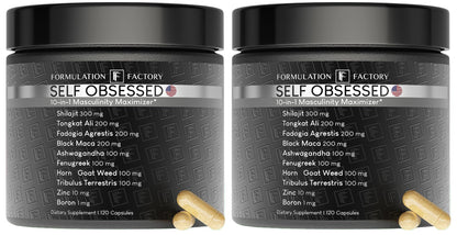 Formulation Factory Self Obsessed 10-in-1 Natural Testosterone Booster for Men, Testosterone Supplement for Men with Shilajit, Tongkat Ali, Fadogia Agrestis, 120 Capsules, 2 Month Supply