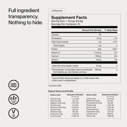Momentous Essential Grass-Fed Whey Protein Powder - 20 g Whey Isolate Protein - NSF Certified for Sport - Gluten-Free - 25 Servings for Essential Everyday Use - Vanilla - Package May Vary