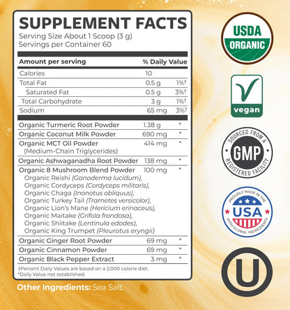 Organic Turmeric Ginger Black Pepper Supplement - High Potency Organic Turmeric Curcumin Capsules with Ginger & Black Pepper for Enhanced Benefits and Absorption - Vegan & Non-GMO (2 Month Supply)