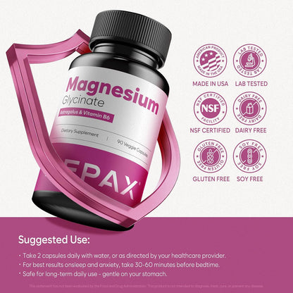 Magnesium Glycinate Supplement 300mg Elemental Magnesium Complex for Women with Vitamin B6 & Astragalus, 90 Capsules, Vegan, Non-GMO, Gluten-Free, 45-Day Supply, Made in USA