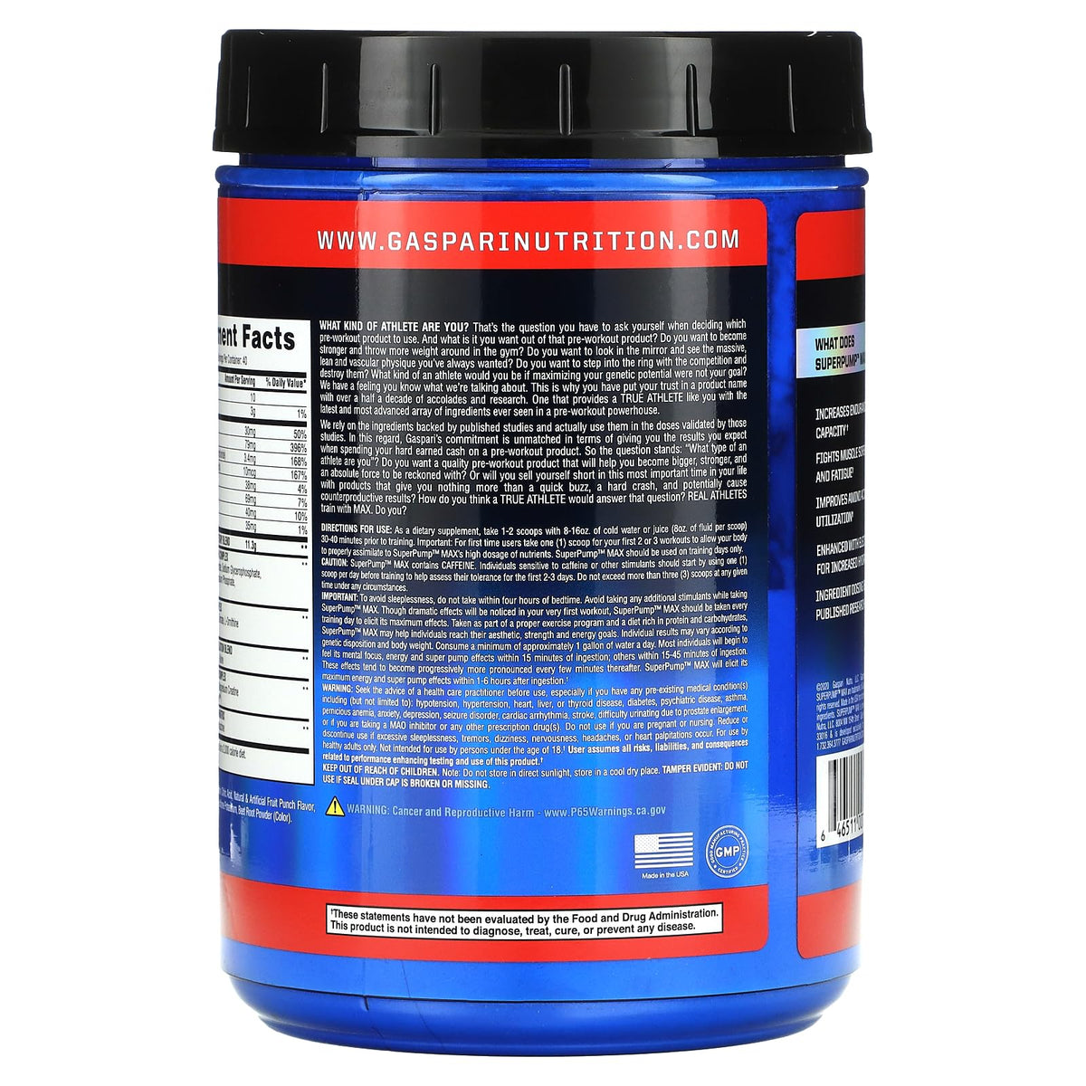 Gaspari Nutrition - SuperPump MAX - The Ultimate Pre Workout Powder, Sustained Energy