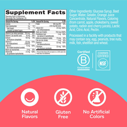 OLLY Teen Girl Multi Gummy, Healthy Skin and Immune Support, 15 Essential Vitamins