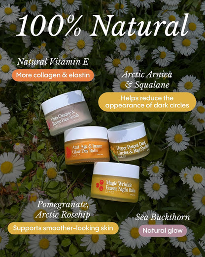 Frøya Organics The Complete System for Mature Women’s Skin Set (4 count) | 4 Step Regimen with Face Scrub, Day and Night Balm & Eye Balm, With Arctic Ingredients Rosehip, Calendula & Sea Buckthorn