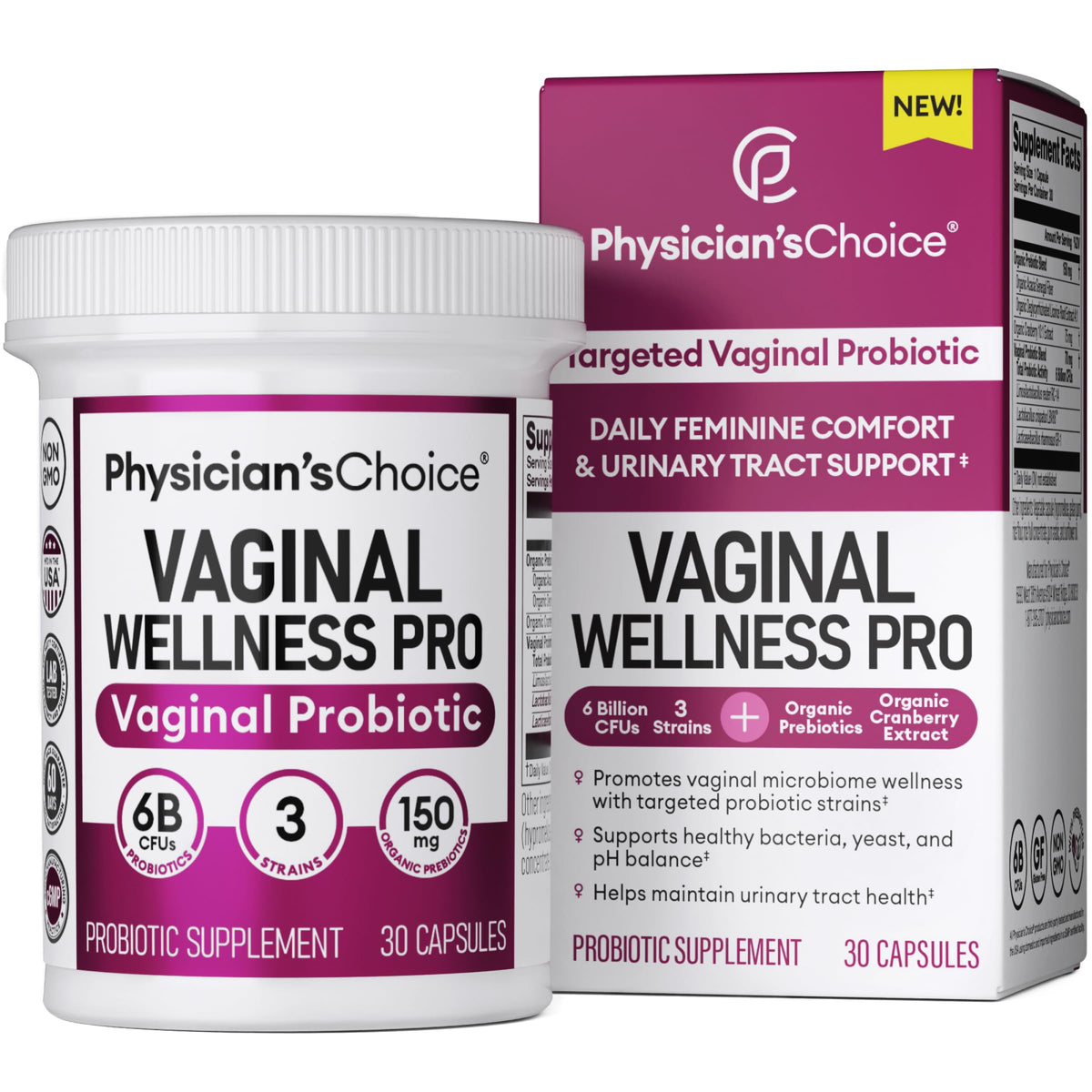 Physician's CHOICE Feminine Power Duo Bundle - Vaginal Probiotic 30ct + Womens Probiotic 60ct