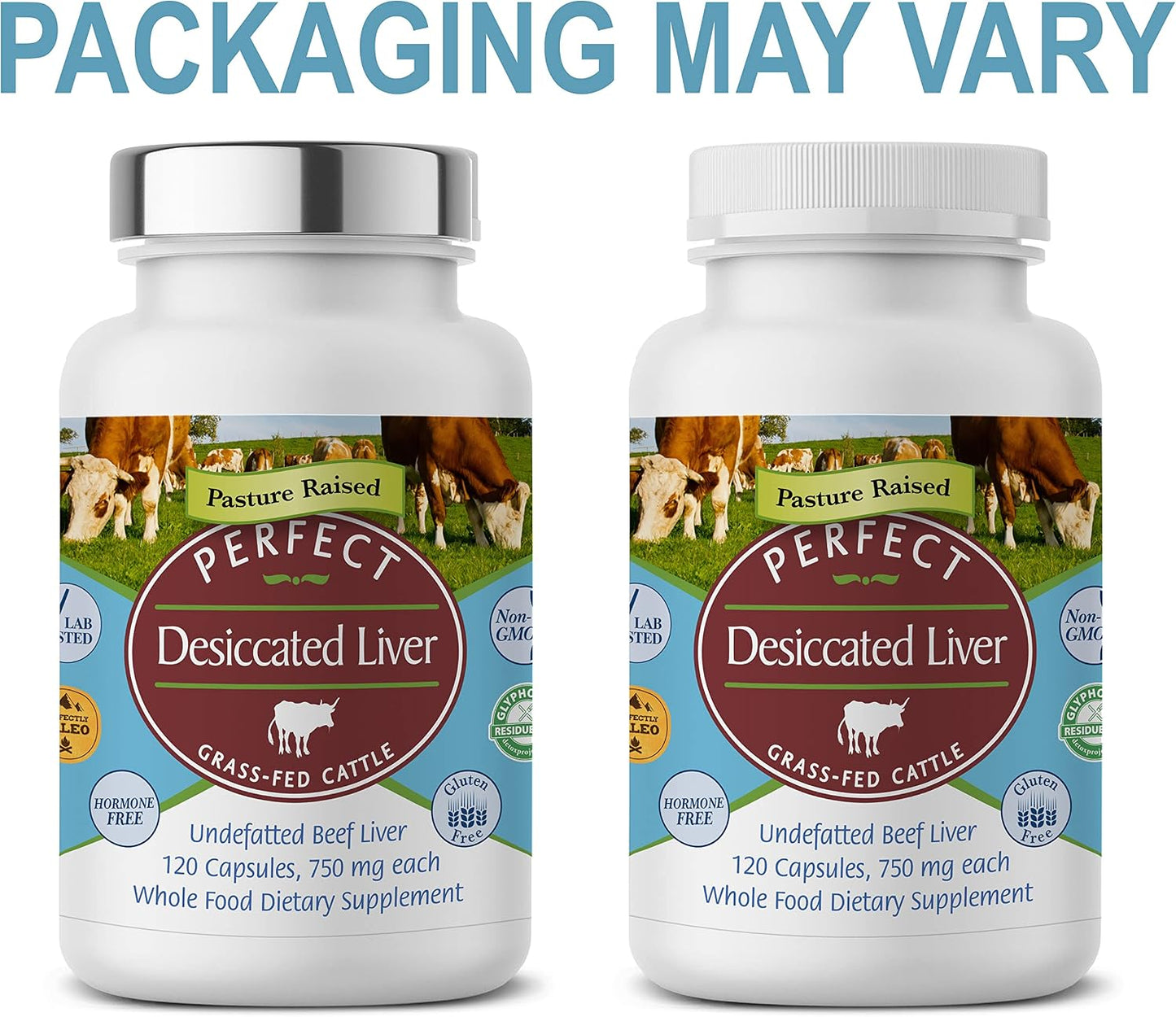Perfect Supplements – Perfect Desiccated Liver – 120 Capsules - Undefatted Beef Liver – Natural Source of Protein, Iron, Vitamins A & B