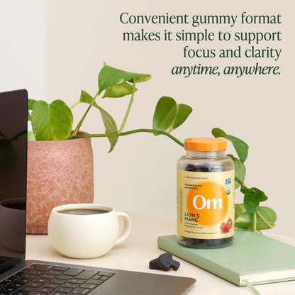 OM MUSHROOM SUPERFOOD Master Blend Mushroom Gummies – Organic 10-Mushroom Complex with Ashwagandha – Supports Immunity, Gut Health & Stress Relief – Mixed Berry Flavor – 28 Servings, 56 Count.
