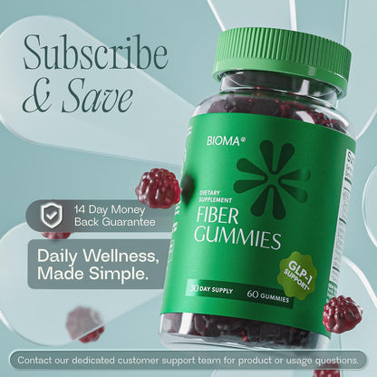 Fiber Gummies for Women - Natural GLP-1 Support with Kiwi, Pomegranate & Ginger - Sugar Free Digestive Health Supplement, Prebiotic FOS Fiber - Vegan & Gluten Free (60 Gummies - 30 Day Supply)