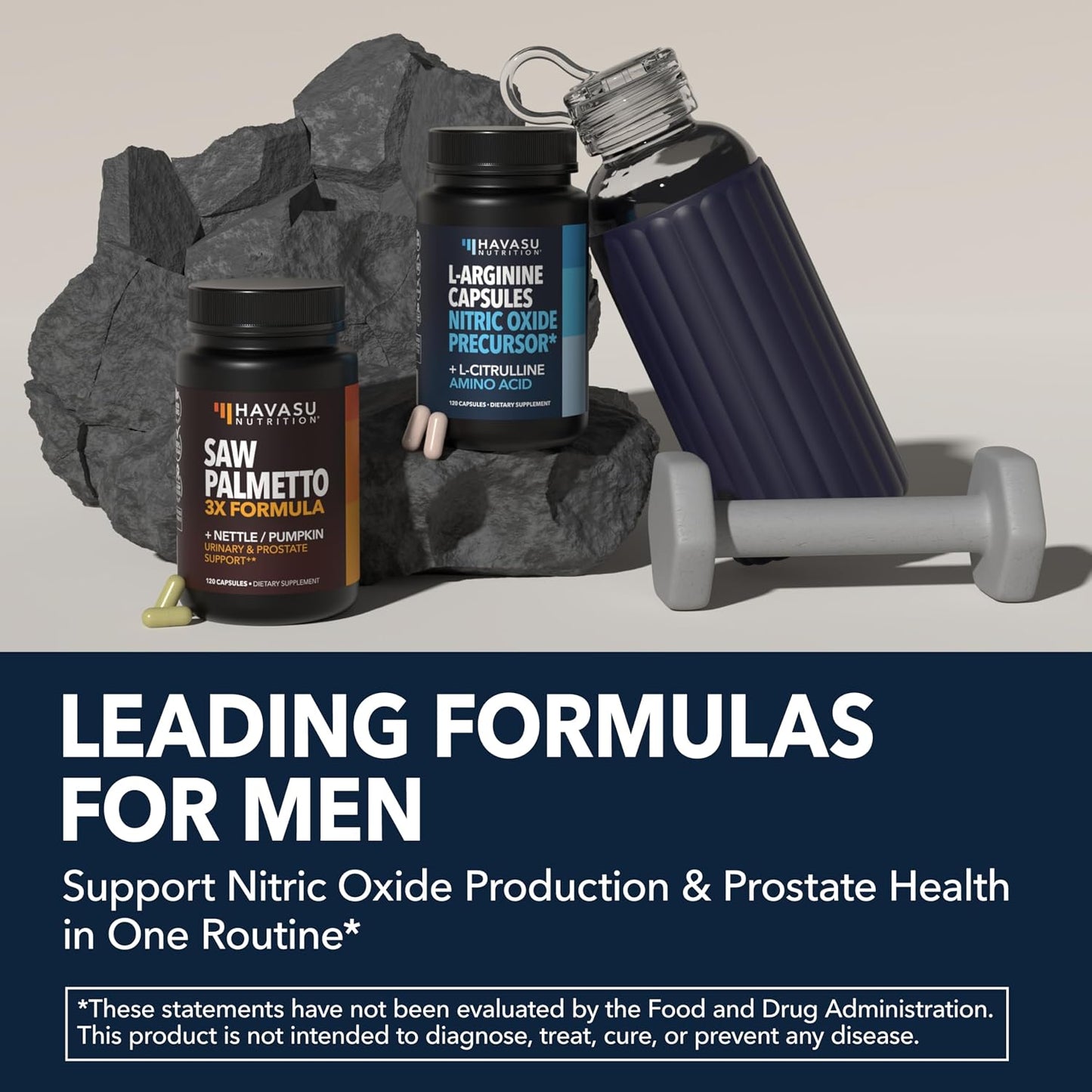 Prostate Health and Nitric Oxide Support Bundle for Active Male Health | Saw Palmetto with Nettle and Pumpkin Capsules & L-Arginine with L-Citrulline Capsules, Bundle for Men, 60 Servings of Each
