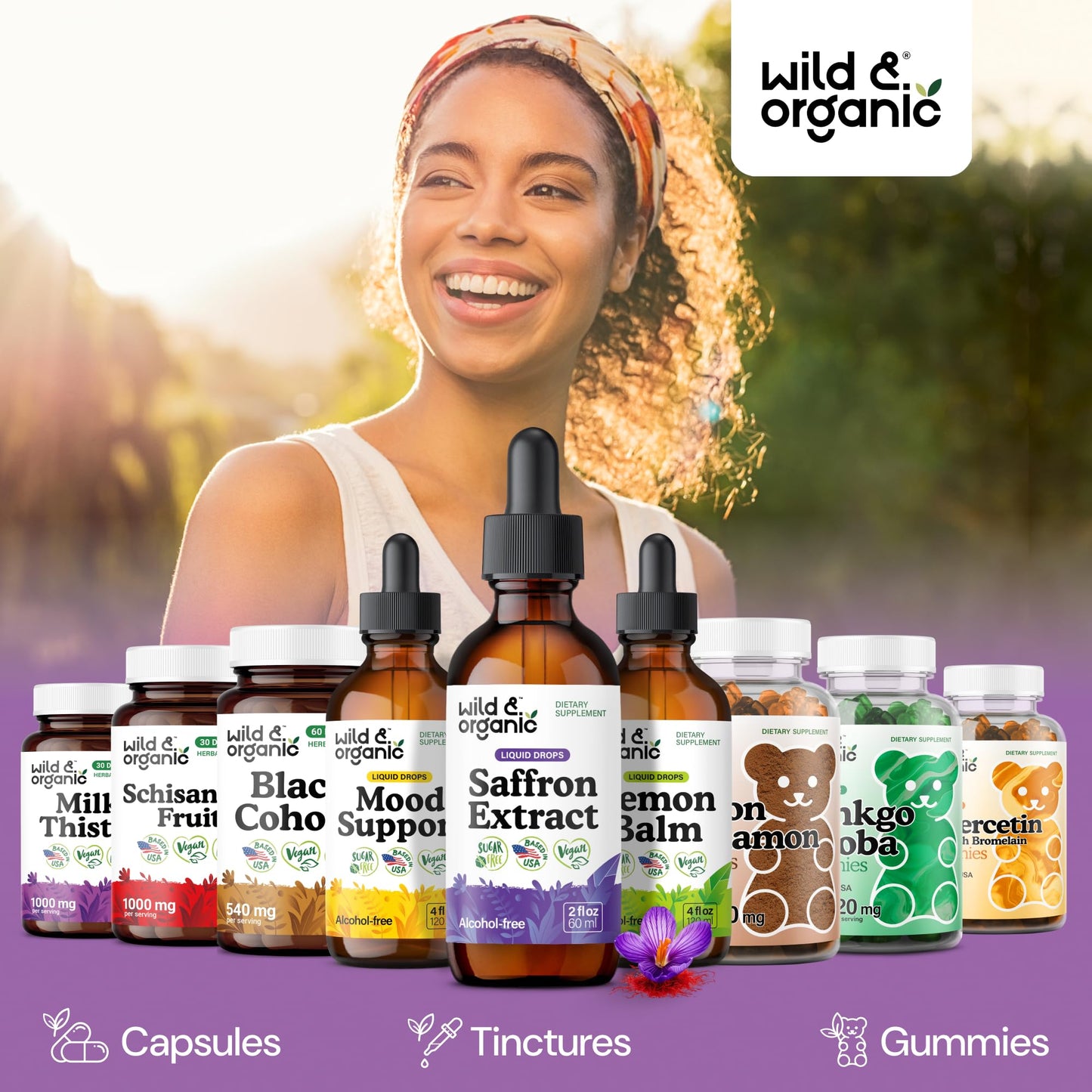 Wild & Organic Saffron Supplements 88.5 mg - Mood, Focus & Eye Support - Saffron Extract Liquid Drops - Add to Tea - 5-Month Supply - Crocus Sativus Herb - Vegan, Sugar & Alcohol-Free Tincture - 4 oz