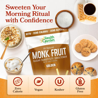 Health Garden Monk Fruit Sweetener, Golden Sugar Substitute - 2.5 lb
