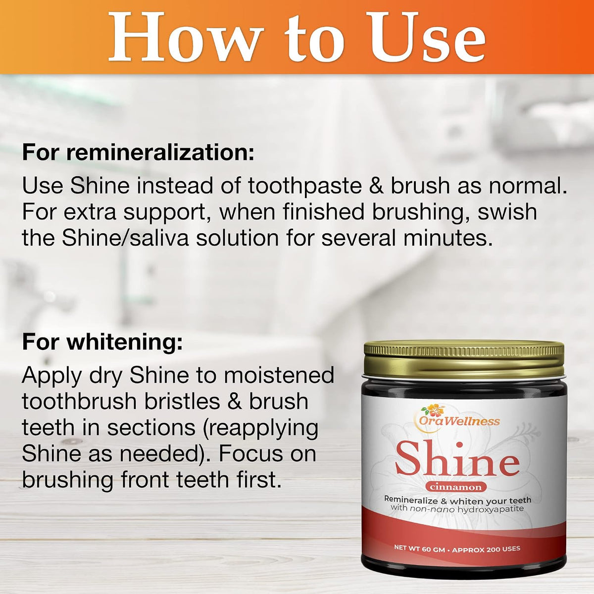 OraWellness Shine Remineralizing Natural Teeth Whitening Powder in Cinnamon + Healthy Mouth Blend Organic Toothpaste & Mouthwash Alternative Tooth Oil