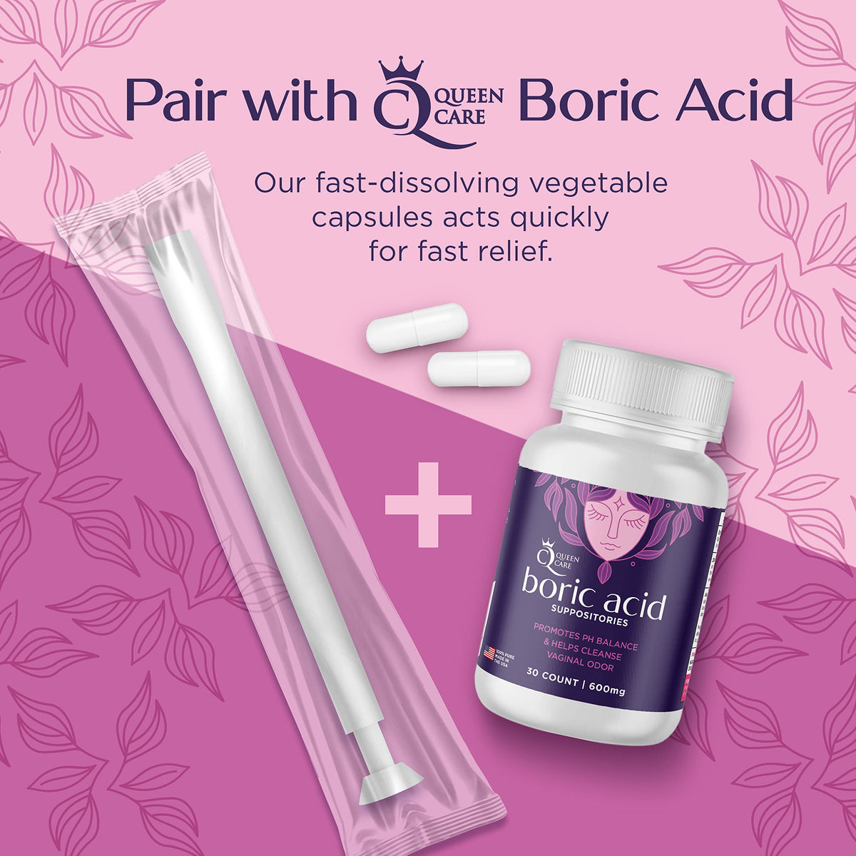 Queen Care - Disposable Suppository Applicator, Boric Acid Applicator, Feminine Care Suppository Applicator