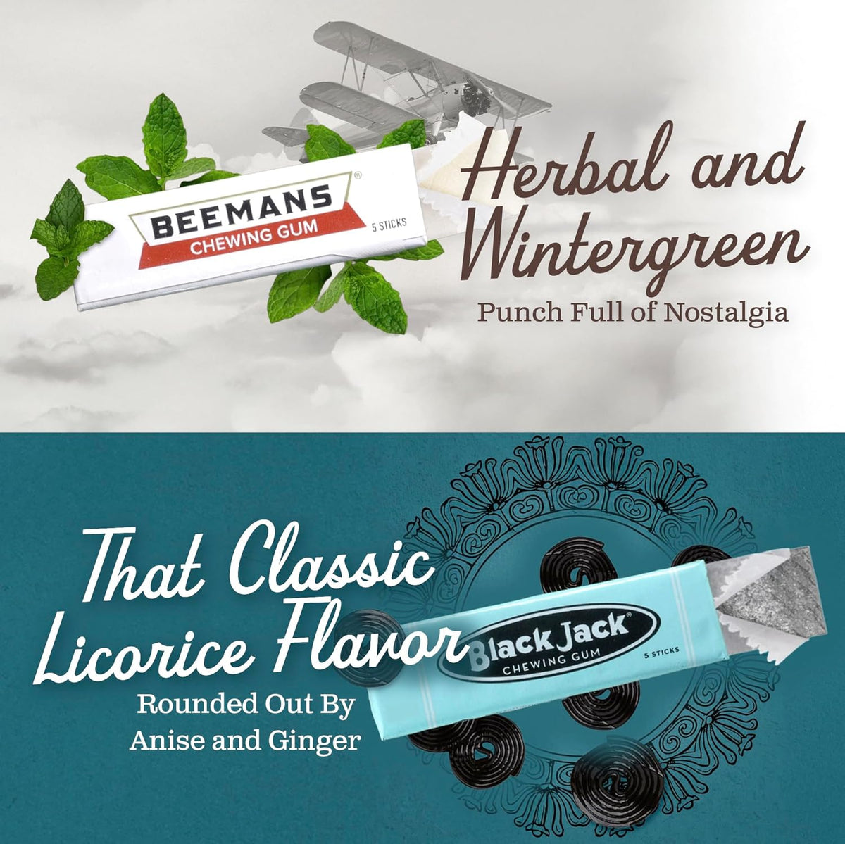 Gerrit's 20 Count Variety Gum Pack - Clove, Beeman's, Teaberry, & Black Jack Nostalgic Chewing Gum Bulk Pack, Old-Fashioned Candy, 4 Flavors, Old School Candy