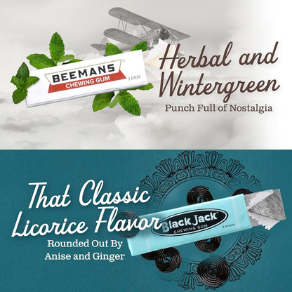 Gerrit's 20 Count Variety Gum Pack - Clove, Beeman's, Teaberry, & Black Jack Nostalgic Chewing Gum Bulk Pack, Old-Fashioned Candy, 4 Flavors, Old School Candy