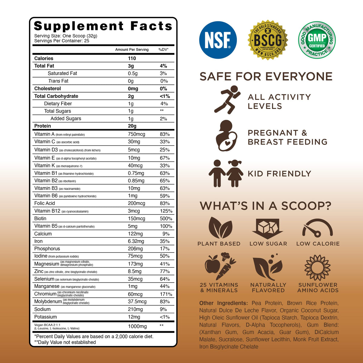 TRU Plant Based Protein Powder, BCAA, EAA, 20g Vegan Protein, 100 Calories, 27 Vitamins
