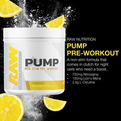RAW Pump Stim Free Pre Workout (Watermelon) - Non-Stimulant Pre Workout Supplement Powder Nitric Oxide Booster - Pre Workout Supplements Drink for During Workout - 40 Servings