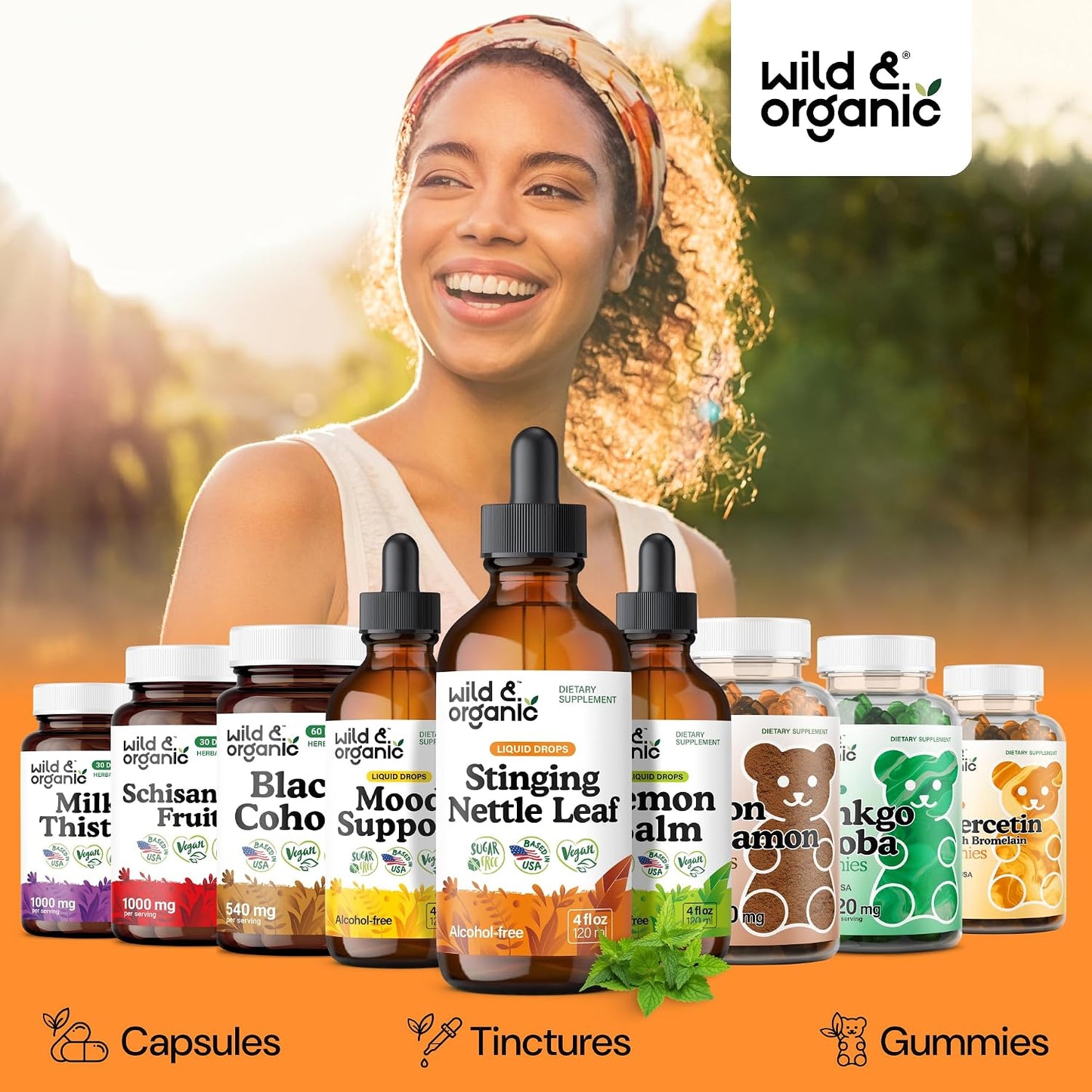 Wild & Organic Stinging Nettle Leaf Tincture - Urinary Tract Support - Stinging Nettle Extract Liquid Drops - Urtica Dioica Supplement - 5-Month Supply - Vegan, Sugar & Alcohol-Free - 4 fl oz
