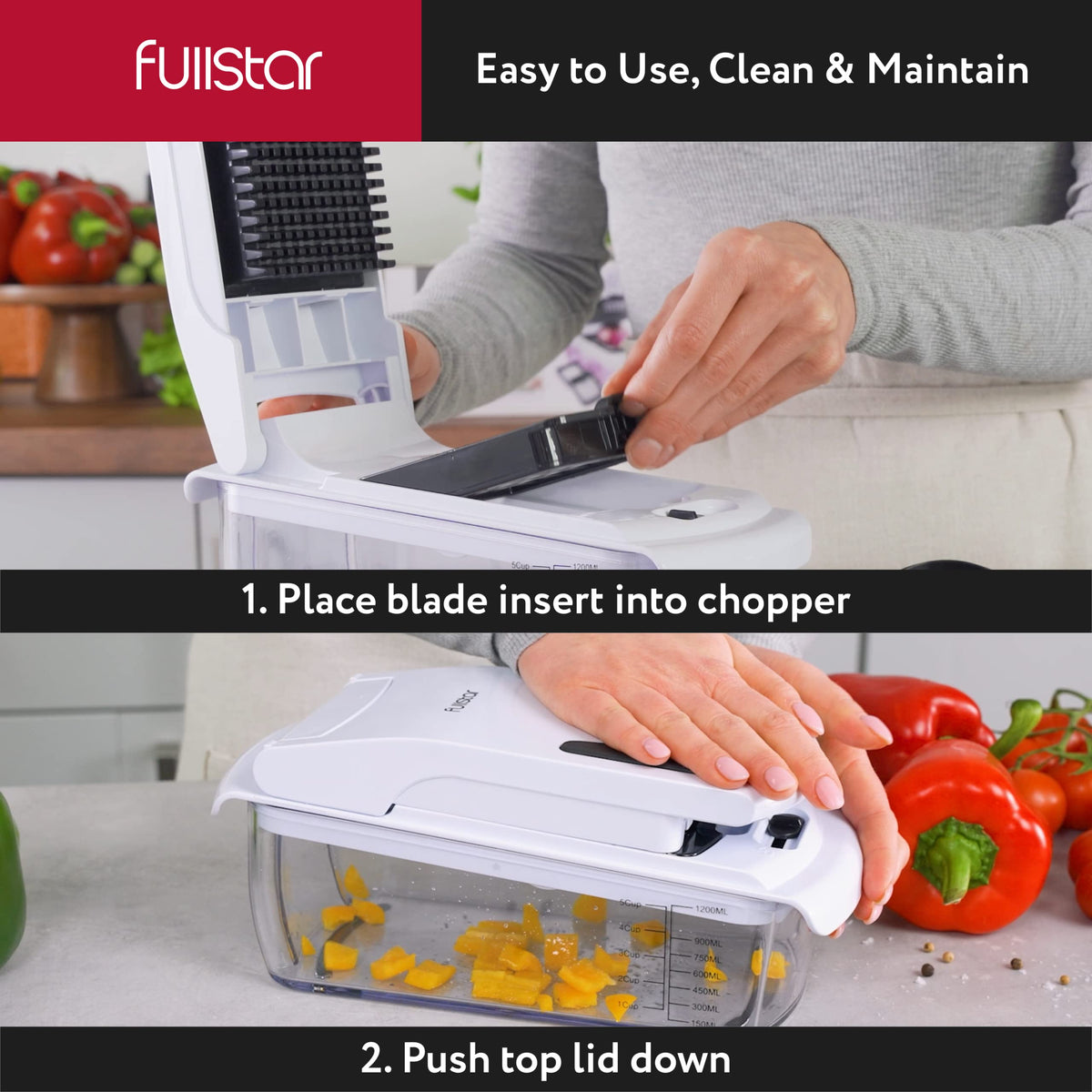 Fullstar Vegetable Chopper - Spiralizer Vegetable Slicer - Onion Chopper with Container