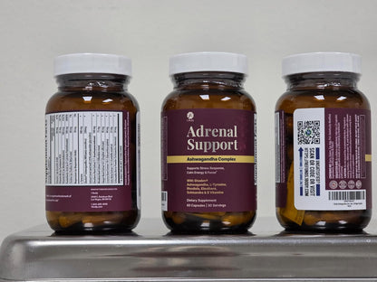 1 Body Adrenal Support Supplement, Shoden Ashwagandha + Cortisol, 60 Caps