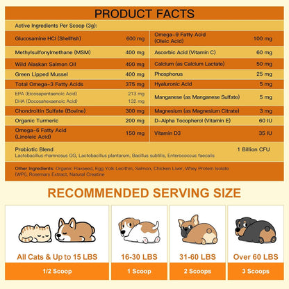 NATURE TARGET Glucosamine for Dogs Powder, Hip & Joint Supplement, 9.52 oz | With Chondroitin, MSM, Turmeric & Omega 3, Supports Hip & Joint Mobility, Joint Pain Relief, for Small, Medium & Large Breeds