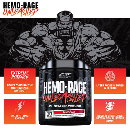 Nutrex Research Hemo-Rage Extreme High Stim Pre Workout Powder | Insane Lasting Energy