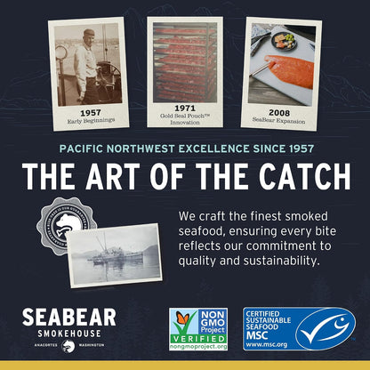 SeaBear Smoked Salmon Trio 18oz (3 x 6oz) Fillets Gift Box – Wild Alaska Sockeye, Wild Pink & Coho Fillets, Shelf Stable, Ready to Eat, 18 Ounce (3 x 6 Ounce) Filets