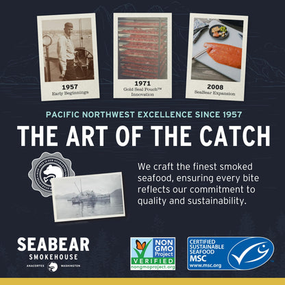 SeaBear Smoked Salmon Trio 18oz (3 x 6oz) Fillets Gift Box – Wild Alaska Sockeye, Wild Pink & Coho Fillets, Shelf Stable, Ready to Eat, 18 Ounce (3 x 6 Ounce) Filets