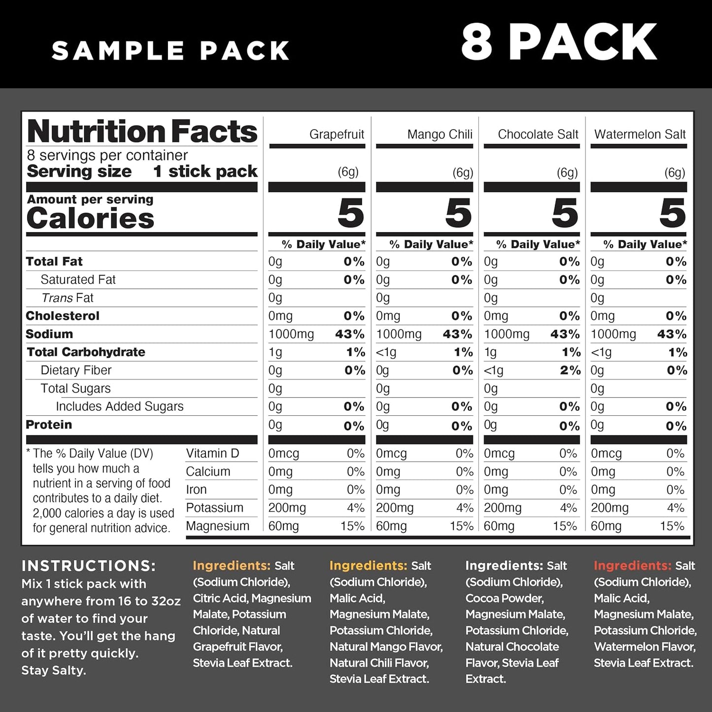 LMNT Zero Sugar Electrolytes - Sample Pack | Drink Mix | 8-Count