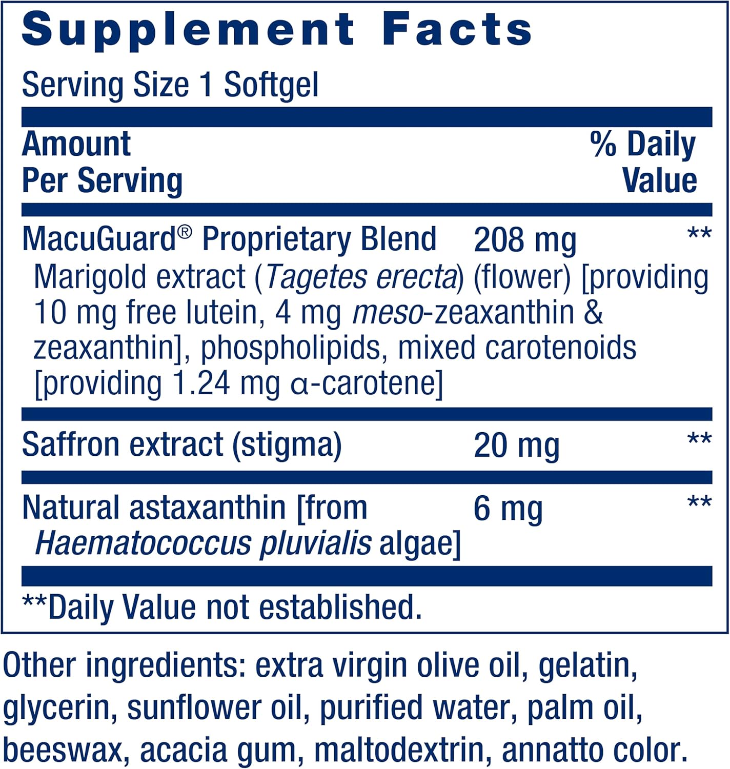 Life Extension MacuGuard Ocular Support with Saffron & Astaxanthin – Eye Health Supplement for Healthy Vision – with Lutein, zeaxanthin, Meso-zeaxanthin – Gluten-Free, Non-GMO – 60 softgels | For Eye Health, Healthy Vision with Lutein, Zeaxanthin, Meso-Ze