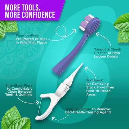 GuruNanda Disposable Travel Toothbrush 2.0, Fluoride Free Toothpaste, 21 ct