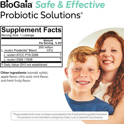 BioGaia Prodentis Kids | Dental Probiotics for Teeth and Gums | Promotes Good Oral Health & Gut Health Too | Oral Probiotics | 30 Apple-Flavored Lozenges | 1-Pack