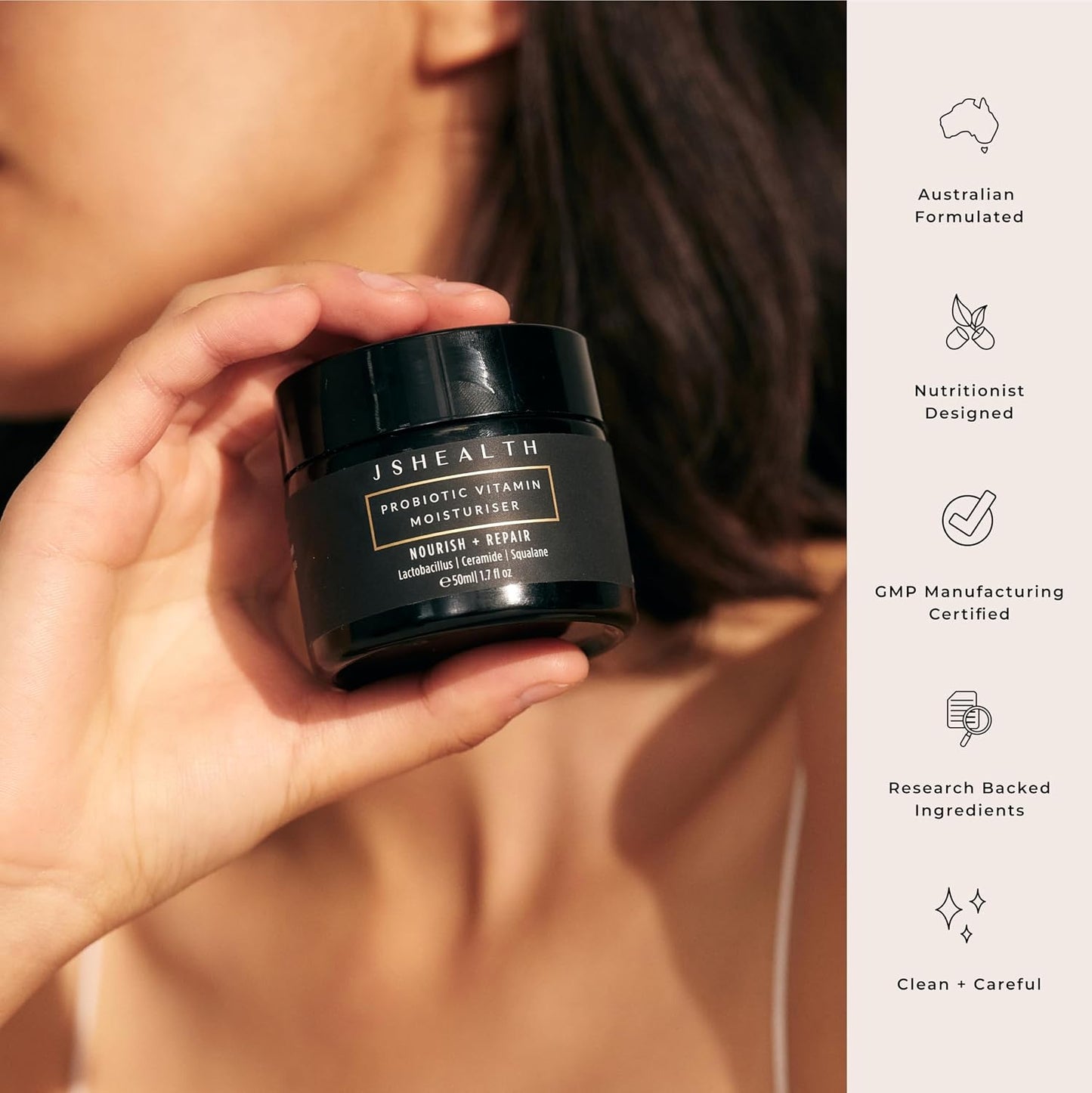 JSHealth Facial Moisturizer Gentle Face Hydrating Lotion for Women & Men | Ceramide Moisturizer Face Cream, Hydrating Face Lotion for Dry Skin with Probiotics