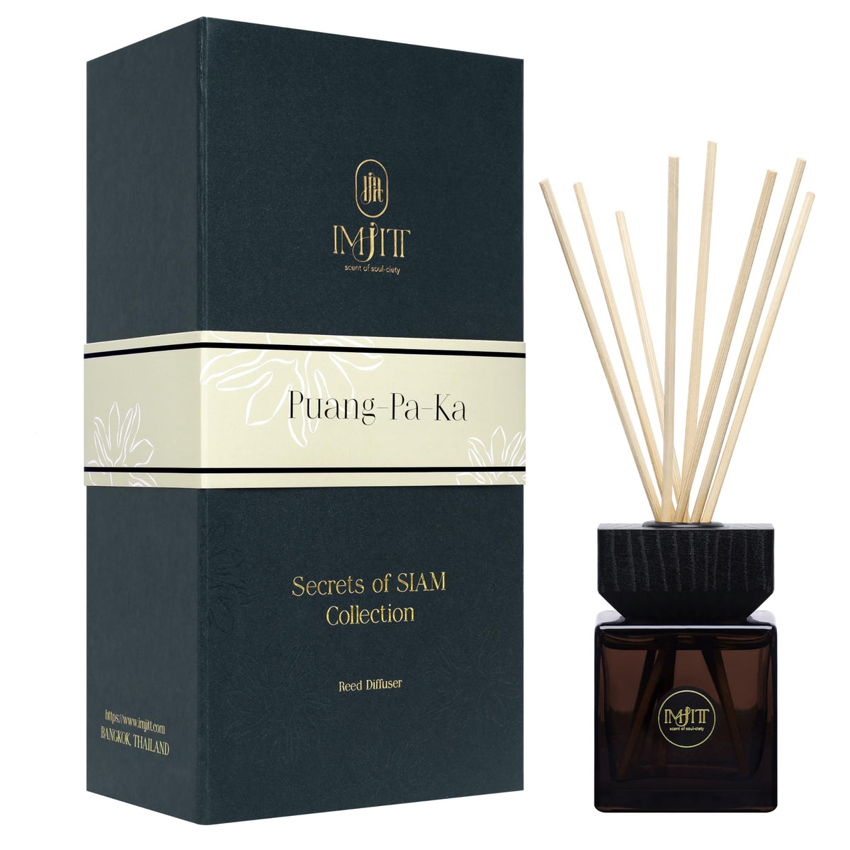 Gulab Jamun by Imjitt - Authentic Thai Botanical Aroma Diffuser with Turkish Rose and White Tea Notes, Featuring Luxury Reed diffusers for Home to Create a Welcoming, Long-Lasting Ambient Scent