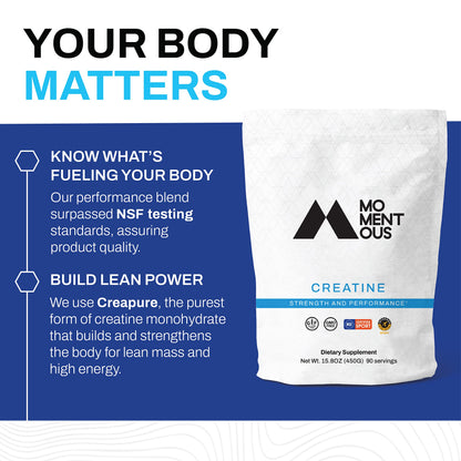 Momentous Creatine, Creapure Performance Creatine Monohydrate Powder 5 Grams