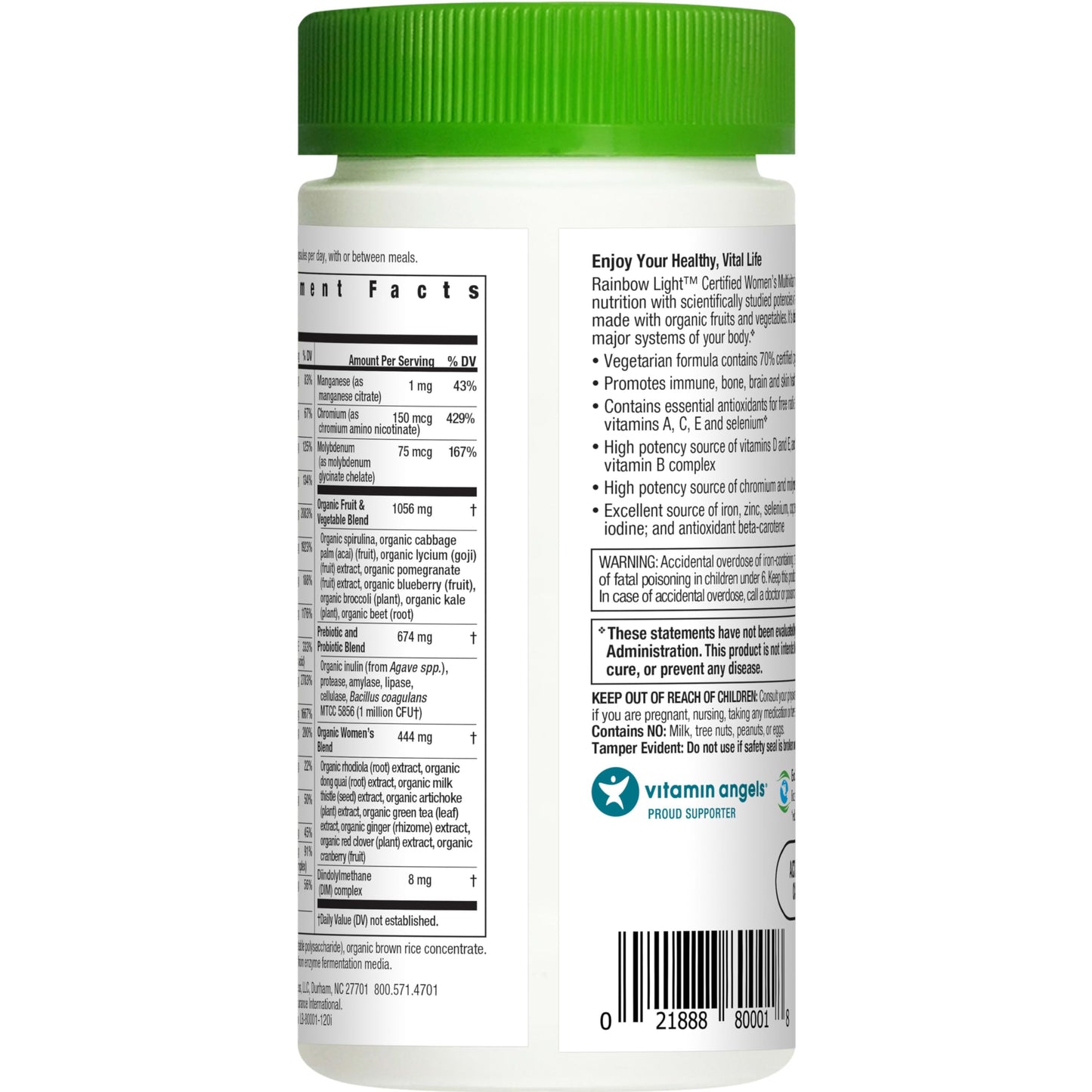 Rainbow Light Womens Multivitamin One + | 150 Caplets | Supports Cellular Energy & Antioxidant Health | Real Food Nutrients, Digestive Enzymes & Probiotics | with Vitamins C, D, and Zinc