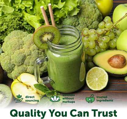 Micro Ingredients Super Greens Powder, 100 Superfoods, Green Drink Mix, 1lb | Superfood Blend with Daily Greens, Probiotics, Fruits, Vegetables & Mushrooms | 45 Servings | Non-GMO, Gluten-Free
