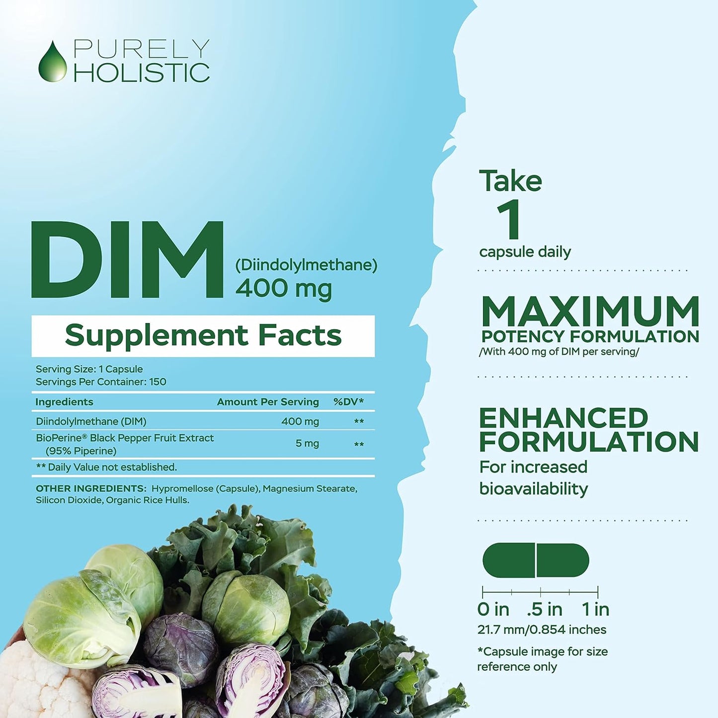 DIM Supplement 400MG, Extra Strength, Estrogen Balance, 5 Month Supply | Hormone Balance for Men & Women, Menopause Prostate & Energy Support, Diindolylmethane, Gluten-Free & Non-GMO, 150 Capsules