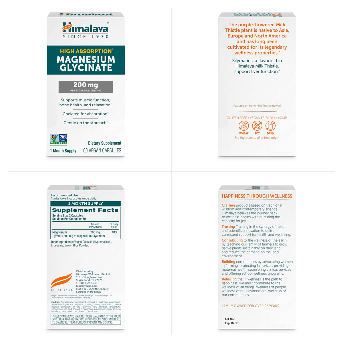 Himalaya Magnesium Glycinate, High Absorption, 200 mg, 60 Vegan Capsules,