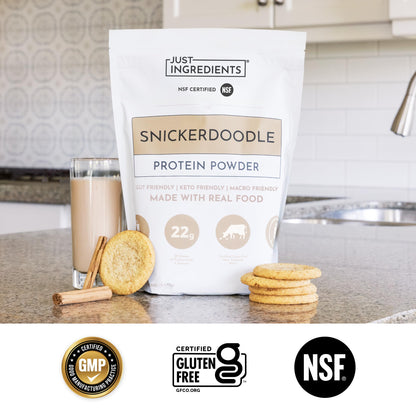 JUST INGREDIENTS Vanilla Bean Protein Powder – 20-Serving Blend with 100% Grass-Fed Whey & Organic Plant Proteins – Real Vanilla Bean & Cinnamon – Supports Muscle Recovery, Energy*