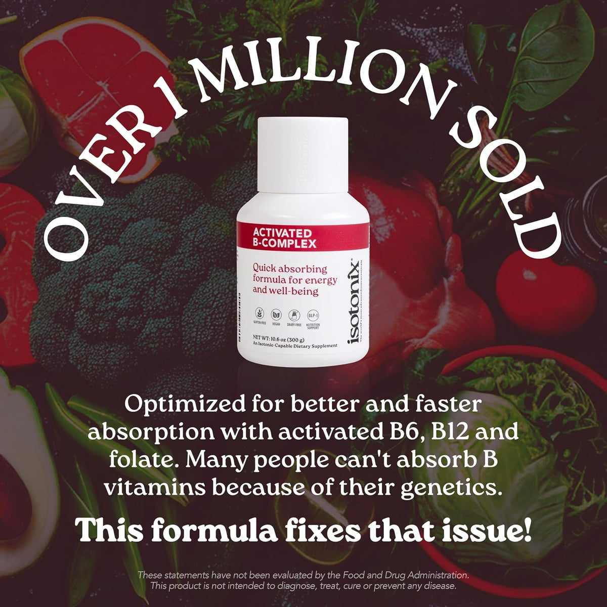 Isotonix Activated B Complex - Vegan Vitamin B Complex Supplement with B6, B12 & Folate, Isotonic Drink, 90 Servings