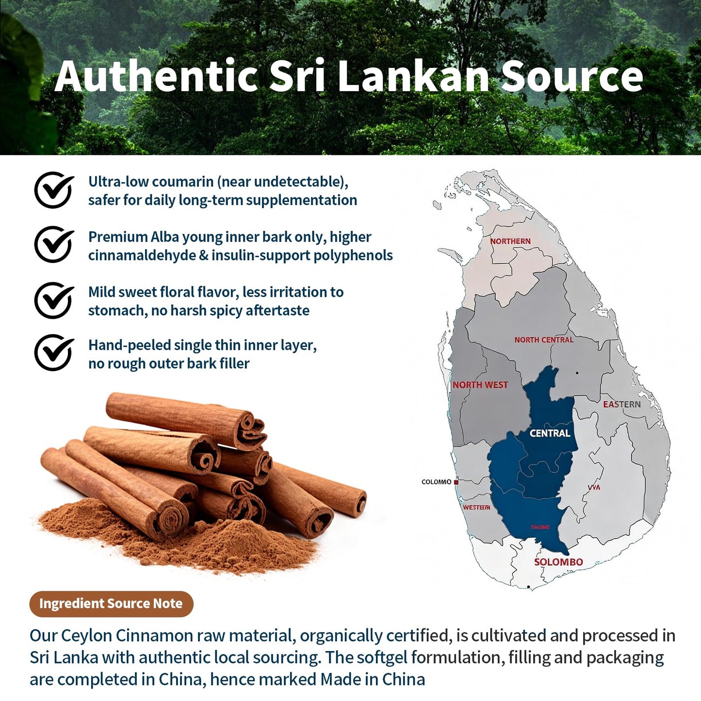 2-in-1 Organic Ceylon Cinnamon with MCT Oil Supplements Softgels, 120 Day Supply, Authentic Sri Lankan Source, Liposome Highly Bioavailable Extract, Energy & Metabolism Support, Large Granule Softgels