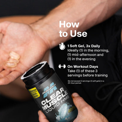 Muscletech HMB Supplements 1000mg, Clear Muscle (42 Liquid Softgels) - Highest Grade HMB for Lean Muscle & Recovery-HMB Free Acid Muscle Supplement-Help Decrease Muscle Breakdown - Packaging May Vary