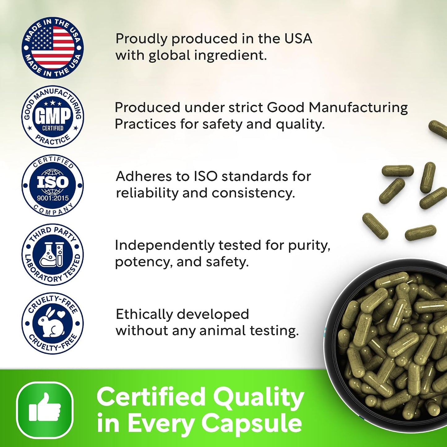 USDA Organic Spearmint Capsules | Digestive Support, 1200mg | 60-Day Supply