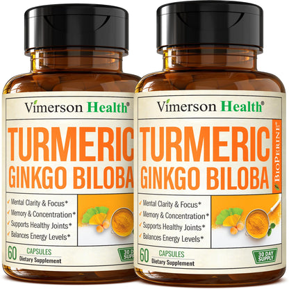 Ginko Biloba Capsules w/Ginkgo Biloba 120mg & Organic Turmeric – 60 Count